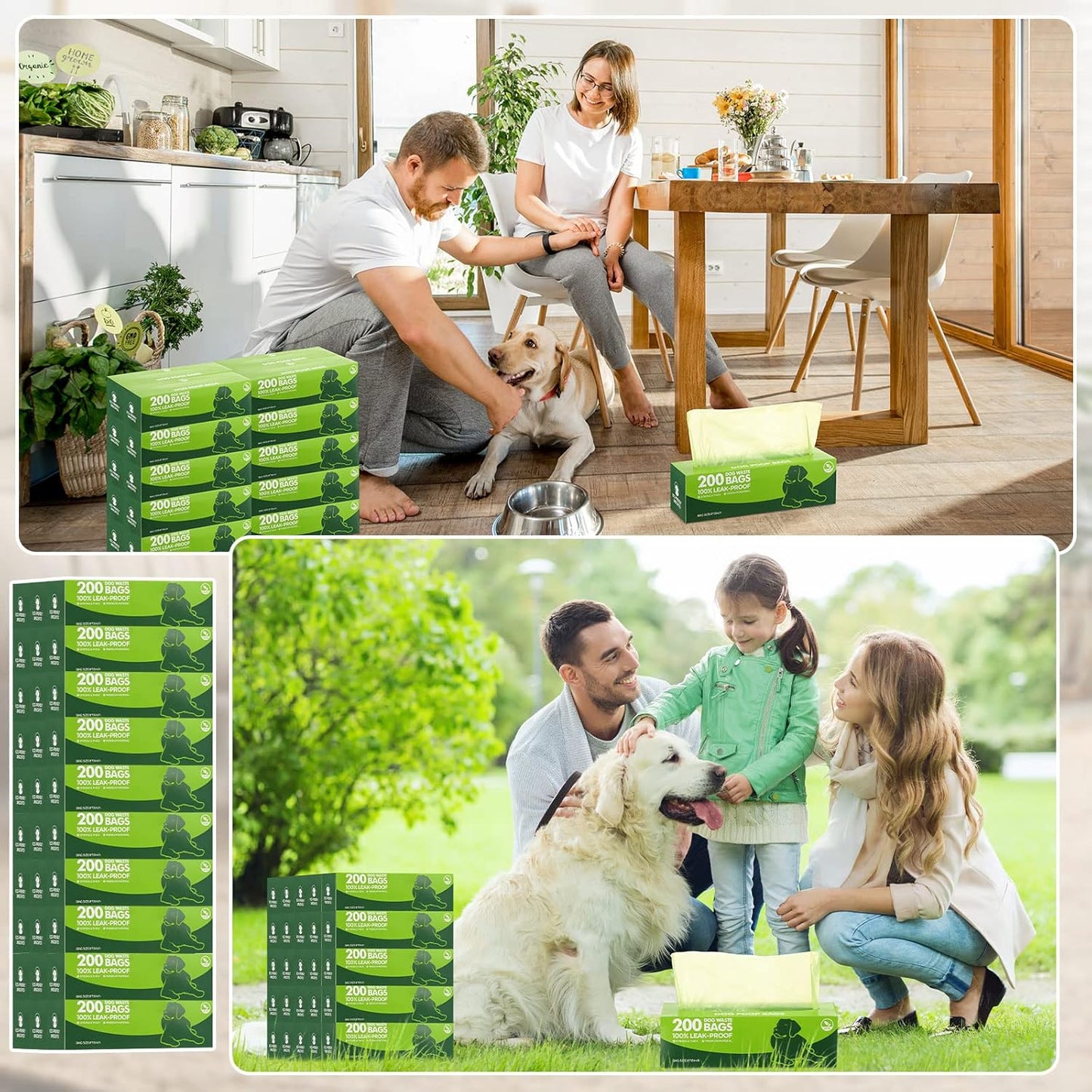 Sherr 20 Boxed Rolls 4000 Counts Dog Poop Bags Bulk Leak Proof Dog Waste Bags Universal Pet Doggy Waste Poop Box for Puppy Pets Outdoor Walking and Travel, 20 Rolls of 200(Green)