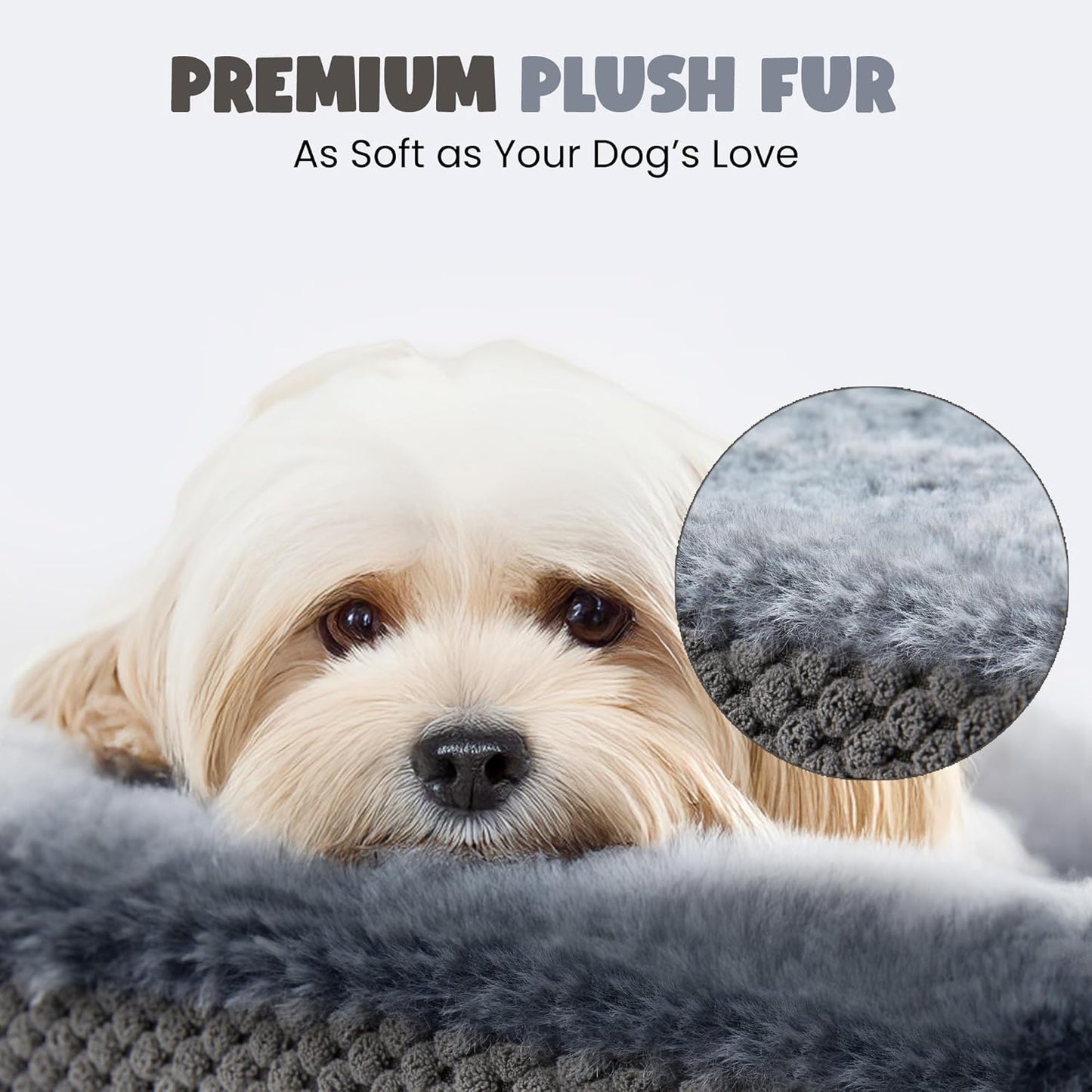 Donut Dog Bed for Small Dogs, 28" Orthopedic Pet Sofa with Egg Crate Foam, Washable Cover & Non-Slip Bottom, Cozy Cat Couch with Bolstered Sides, Grey (28")