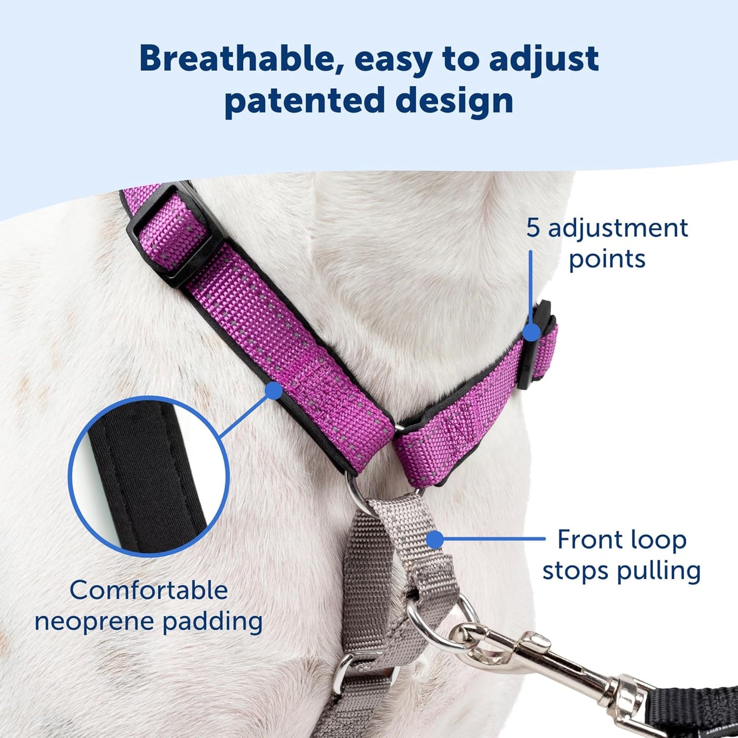 PetSafe 3 in 1 Dog Harness - No Pull Solution for Dogs - Reflective Dog Harness - Front D-Ring Clip Helps Stop Pulling - Comfortable Padded Straps - Top Handle Enhances Control - Black - Small