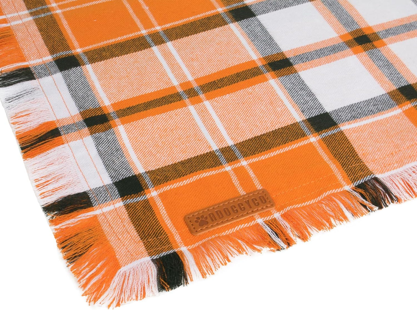 ADOGGYGO Fall Dog Bandanas, Halloween Thanksgiving Pet Bandana, Multiple Sizes Offered, Orange Plaid Fall Holiday Bandana for Small Dogs Pets (Small)