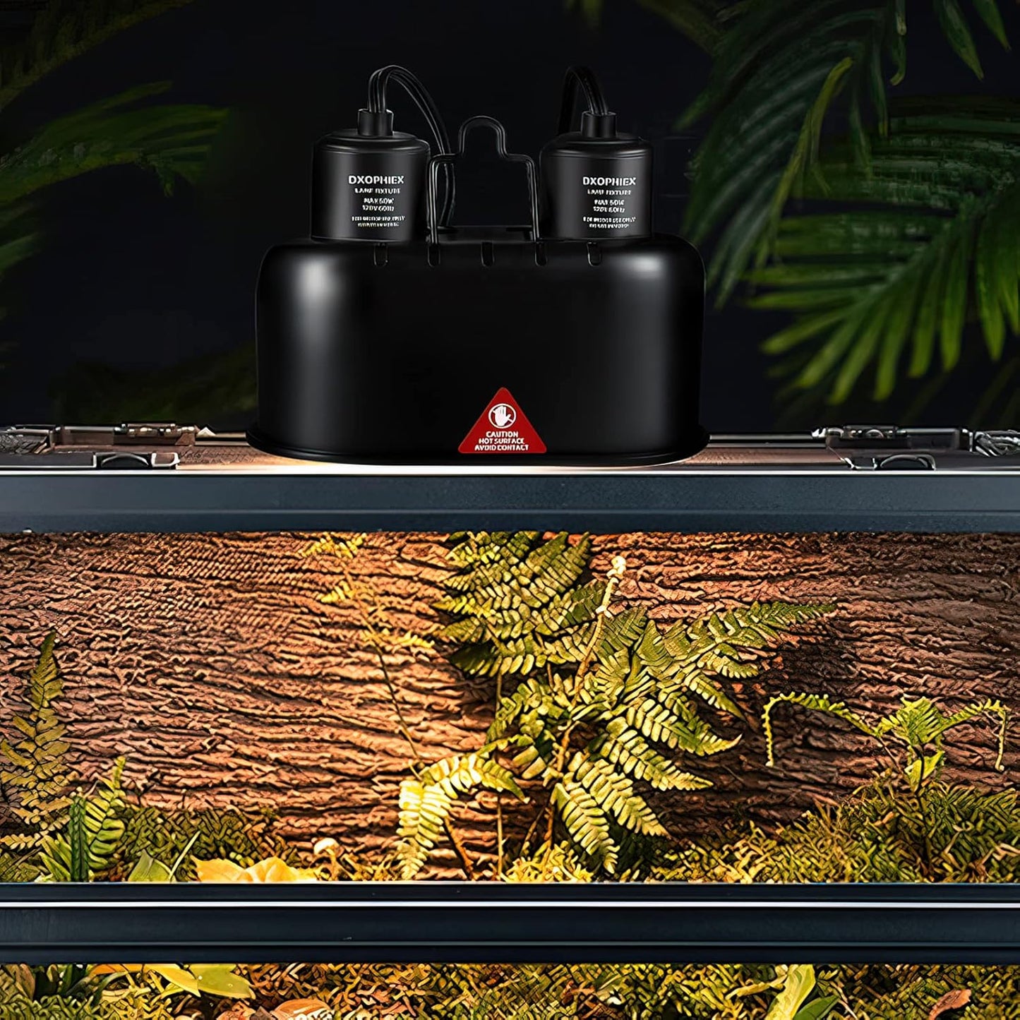 Nano Reptile Heat Lamp Max 40W Dual Reptile Light Fixture with Two Independent Switches, UVB Light Fixture Dual Dome Lamp for Bearded Dragon, Turtles, Snake and Lizard Terrarium