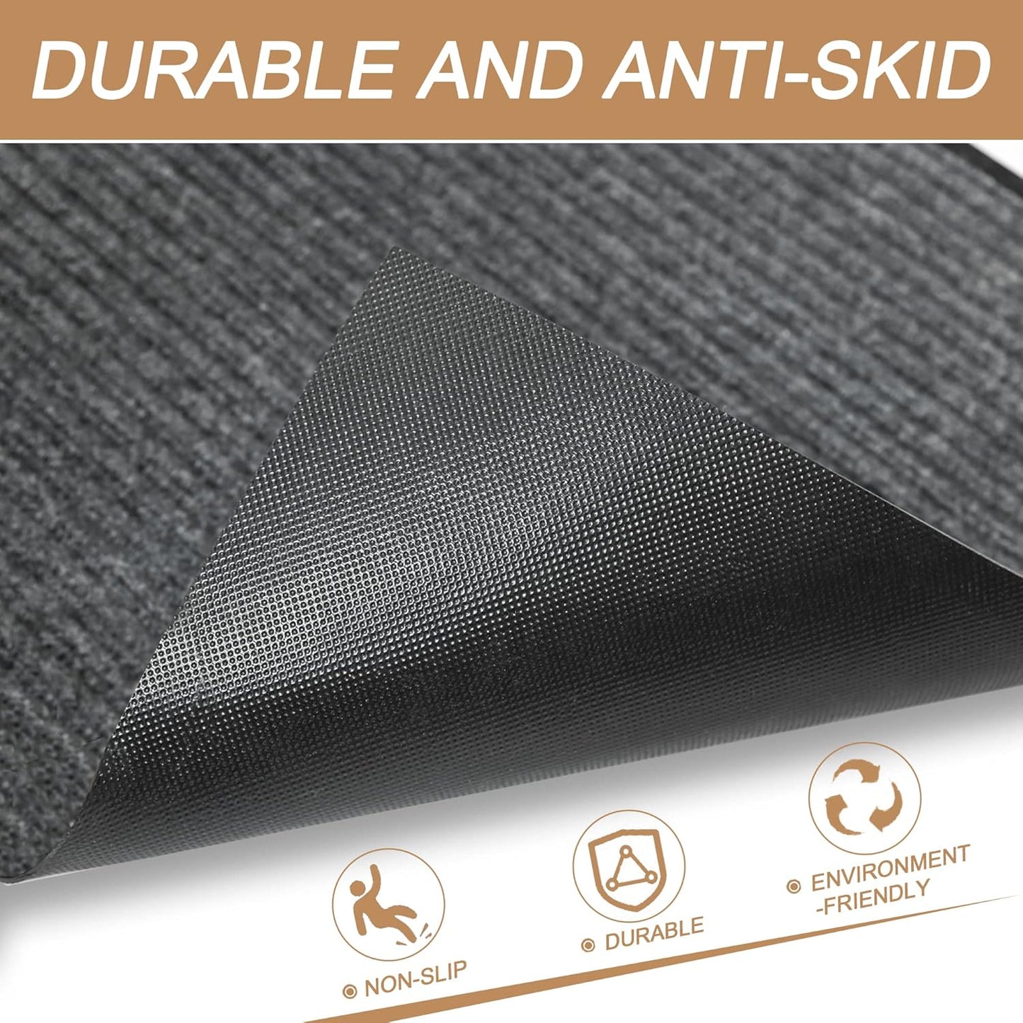 Durable Indoor Outdoor Door Mats for Entryway, Heavy Duty Front Door Mat, 48” x 24” Low Profile Welcome Mats for Entry, Stain and Fade Resistant Indoor Outdoor Entrance Mat