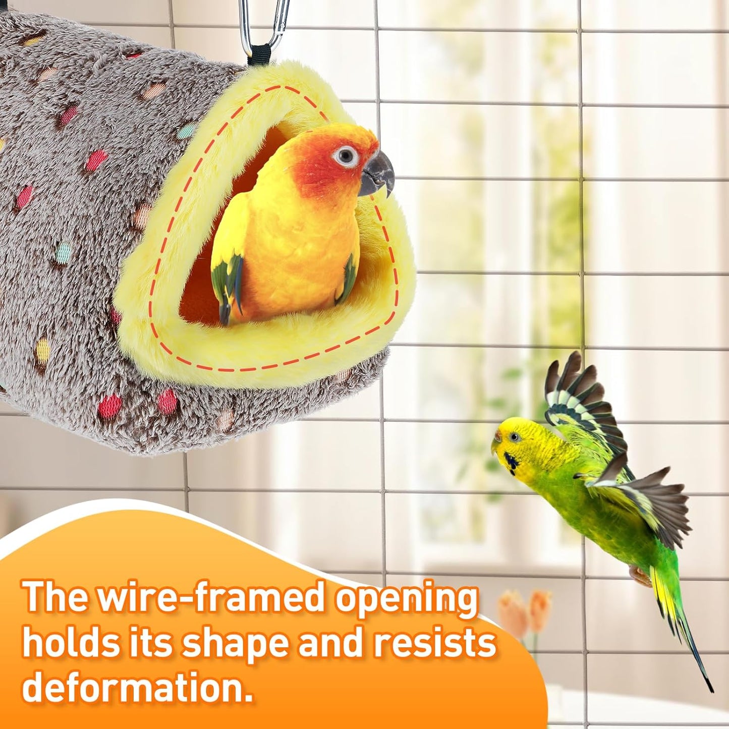 MEWTOGO Medium Warm Bird Nest House - Cozy Bird Bed for Cage with Mat, Hanging Hammock Shed Hideaway Hut for Budgerigar Monk Parakeet Rose-Ringed Parakeet Plain Parakeet Sun Conure Cockatiel