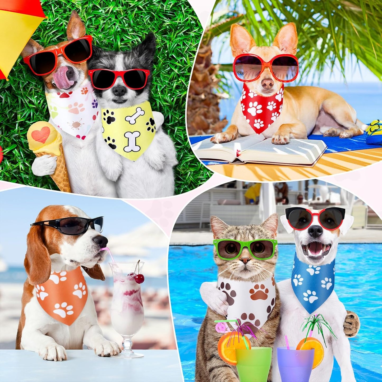 Abbylike 50 Pcs Paw Print Dog Bandanas Bulk Cute Footprint Bandanas for Dogs Triangle Kerchief Bib Scarf for Pets Halloween Party Costume Photo Props Daily Accessories Pet Shops (19.7 x 13.8 x 13.8)