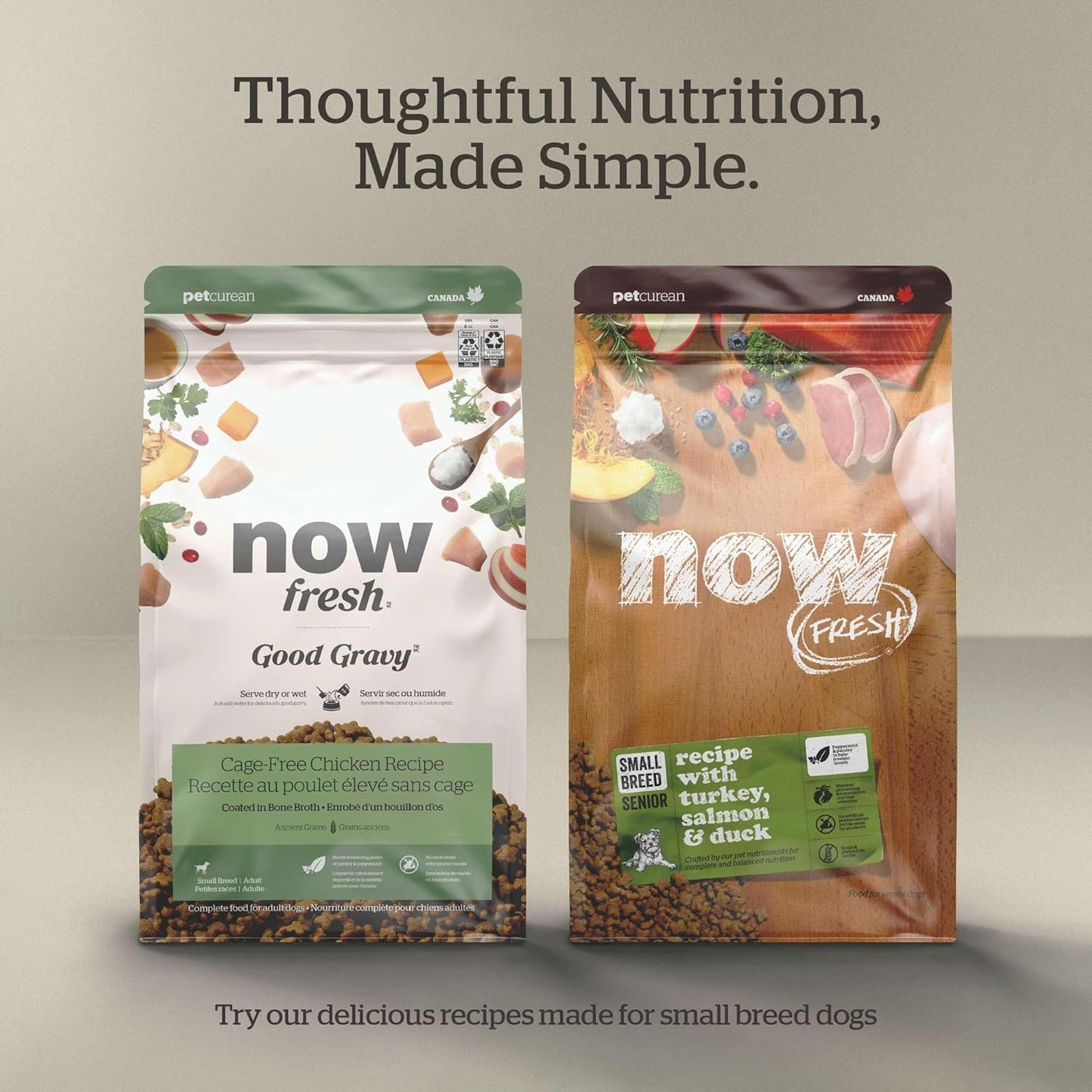 Now Fresh Grain-Free Small Breed Dry Dog Food with Turkey, Salmon & Duck, Healthy Kibble for Adults Made with Real Meat & Fish, Chicken-Free Recipe, Pumpkin & Probiotics for Good Digestion, 12 lb Bag