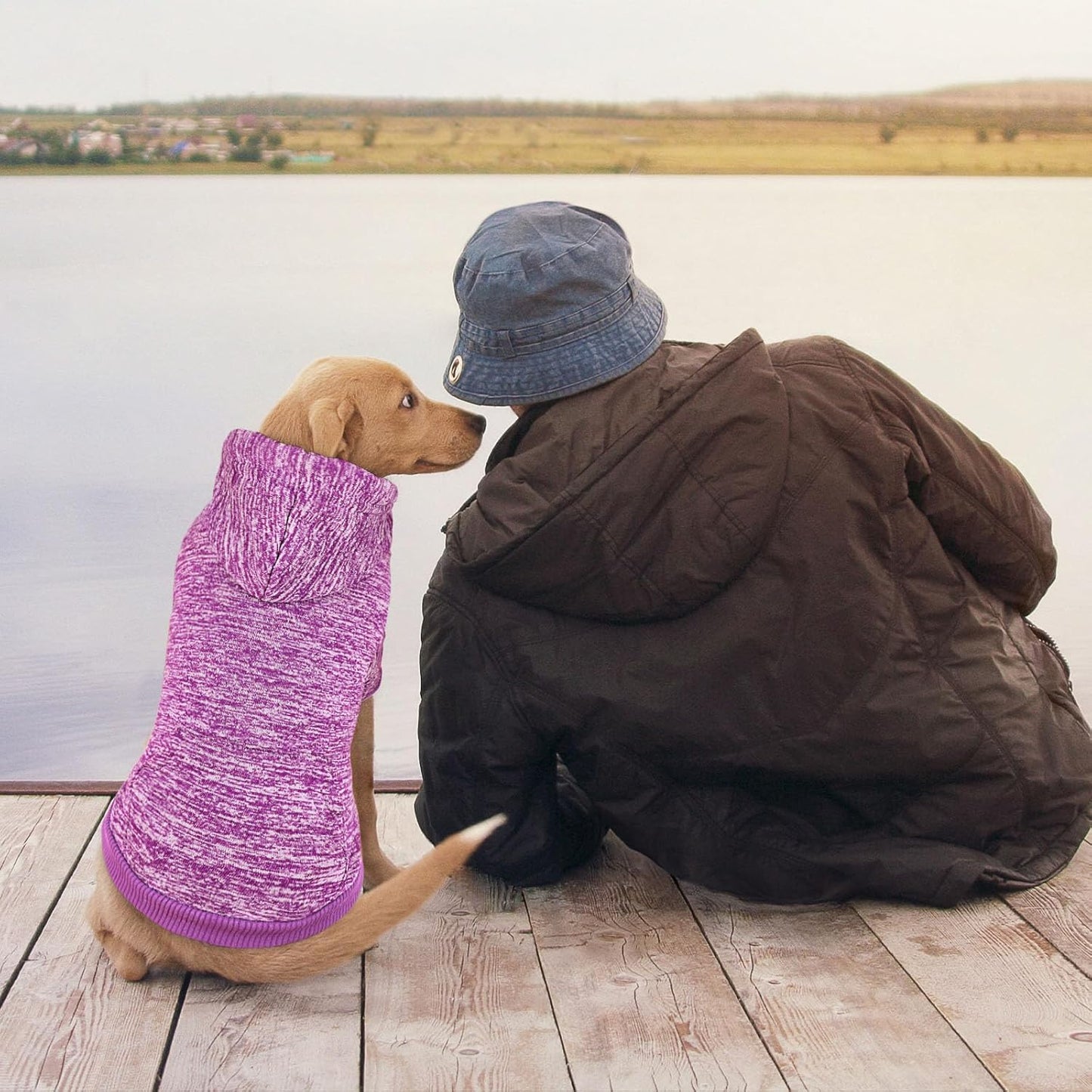 Dog Sweaters for Medium Dogs Dog Hoodie Fleece Dog Sweater Soft Dog Clothes Sweatshirt with Pocket Dog Hoodie for Medium Dogs(Purple&M)