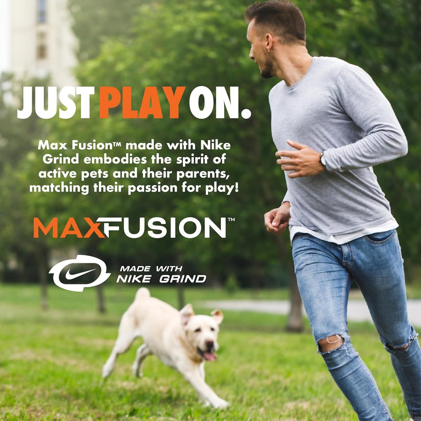 Max Fusion Made with Nike Grind, Arlee Rubber Bone Dog Toy, Dog Toys for All Dogs, Blue Durable & Natural Rubber Chew Toy for Play, Fetch, Tug & Chewing, Large, 1 Count