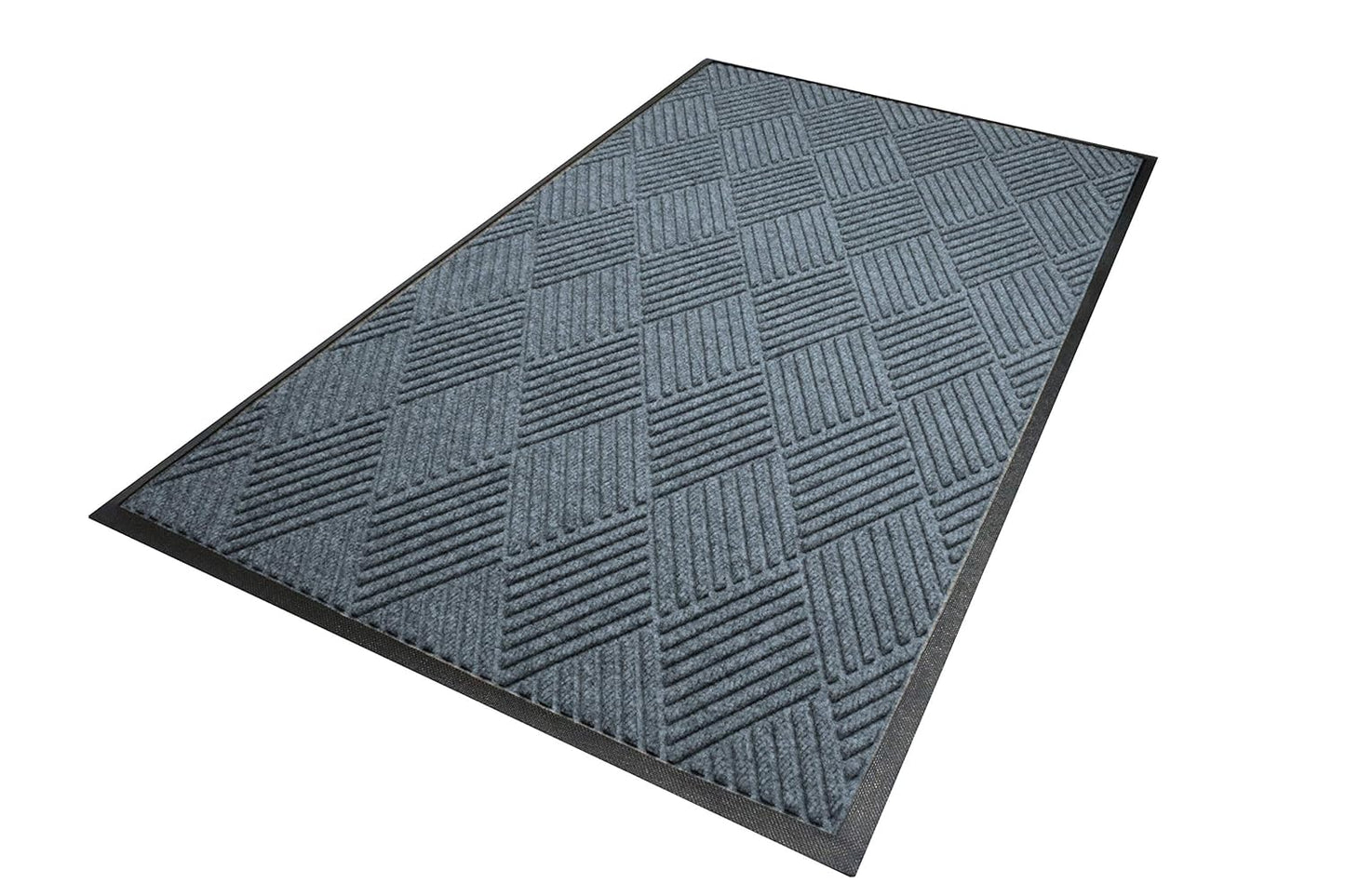 M+A Matting WaterHog Diamond | Commercial-Grade Entrance Mat with Rubber Border – Indoor/Outdoor, Quick Drying, Stain Resistant Door Mat (Bluestone, 3' x 4')