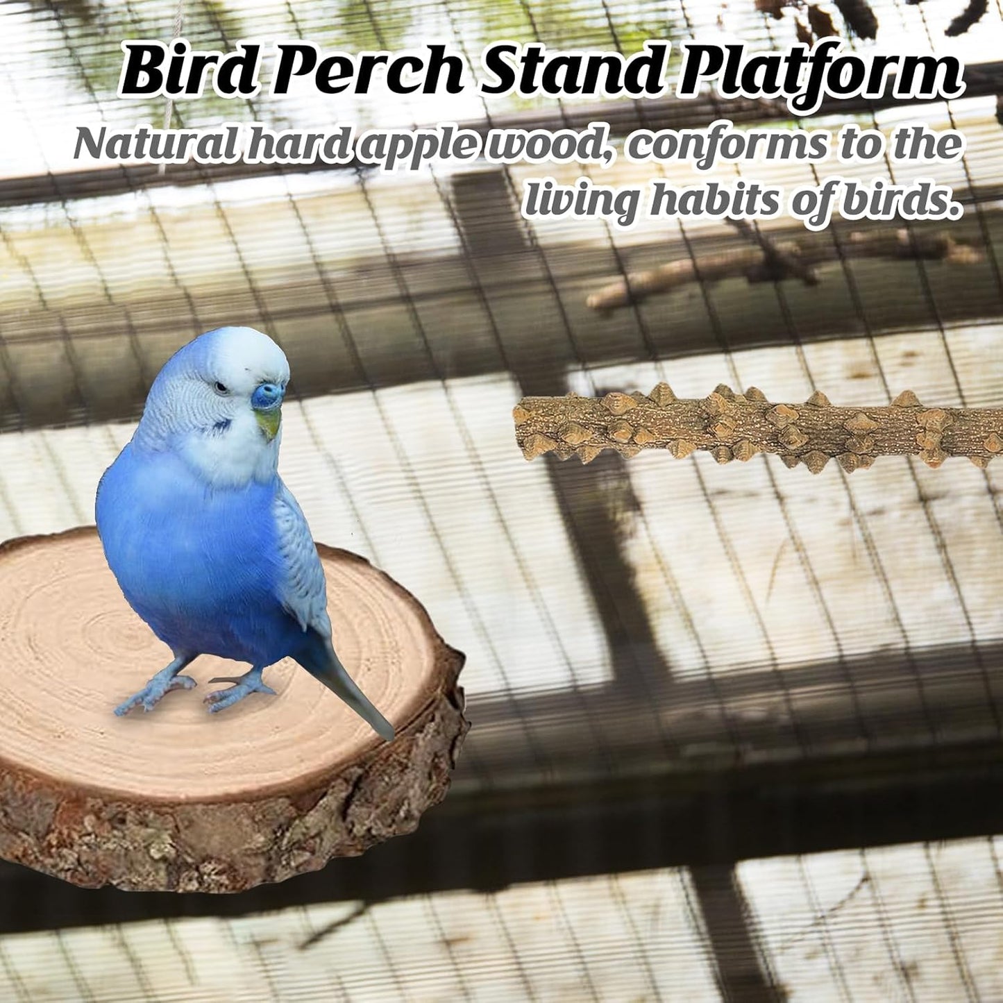 6Pcs Natural Wooden Bird Perch Grape Stick Claw Grinding Fork Bird Perching Branch Claw Grinding Stick Parrot Standing Platform Parrot Cage Chewing Accessories for Parrots Lovebirds Parakeets