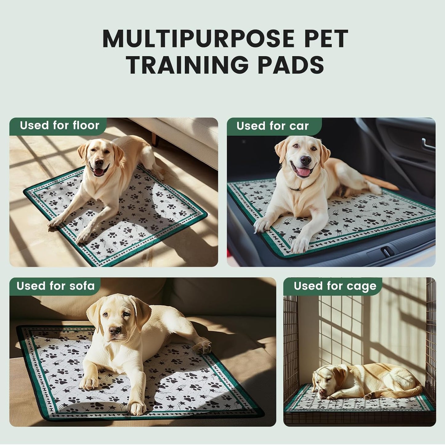 Gardner Pet Washable Dog Pee Pads, 36'' x 36'' Non Slip Dog Mats with Great Urine Absorption, Reusable Puppy Pee Pads for Potty Training - 2 Pack