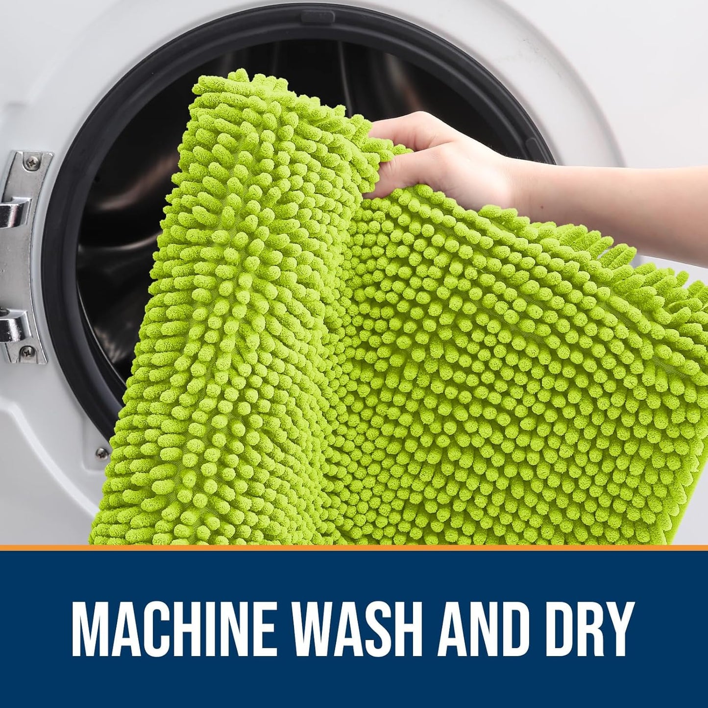 OLANLY Dog Door Mat for Muddy Paws 24x16, Absorbs Moisture and Dirt, Absorbent Non-Slip Washable Doormat, Quick Dry Chenille Mud Mat, Entry Indoor Entryway Carpet for Inside Floor, Bright Green