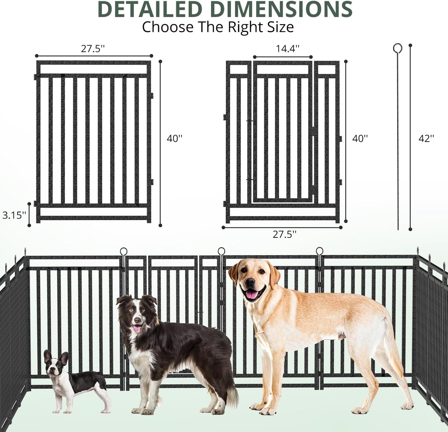 Dog Fence Outdoor Indoor, 40" Inch Height 32 Panels Dog Playpen for Large/Medium/Small Dogs Metal Dog Pen for Yard Camping and RV | Black-Silver