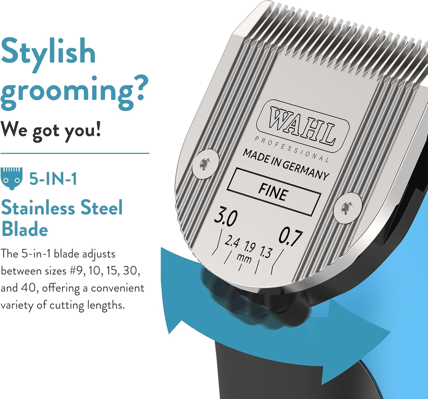 WAHL Professional Animal Bravura Lithium Ion Clipper - Pet, Dog, Cat, and Horse Corded/Cordless Clipper Kit, Turquoise (41870-0438)