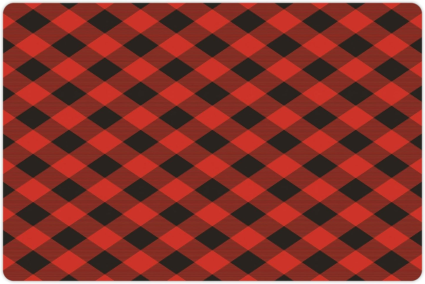 Lunarable Buffalo Plaid Pet Mat for Food and Water, Grid Style Illustration with Horizontal Lines Pattern Diamond, Non-Slip Rubber Mat for Dogs and Cats, 18" X 12", Orange Charcoal