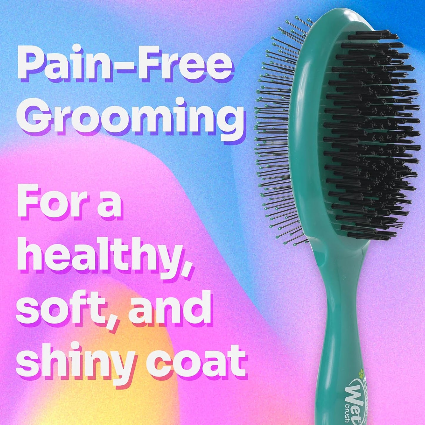 Wet Brush Ultimate Dual-Sided Detangling Brush - Ultra Soft IntelliFlex Bristles, Removes Loose Hair & Dirt for Dogs, Cats, Rabbits - Teal