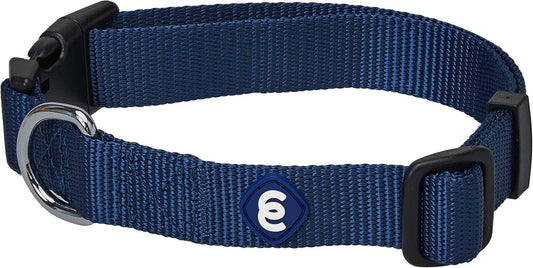 Blueberry Pet Essentials Medium Dog Collar in True Navy | Adjustable & Eco-Friendly Durable Nylon Strap | Classic Collar for Medium Dogs, Boy & Girl Pets