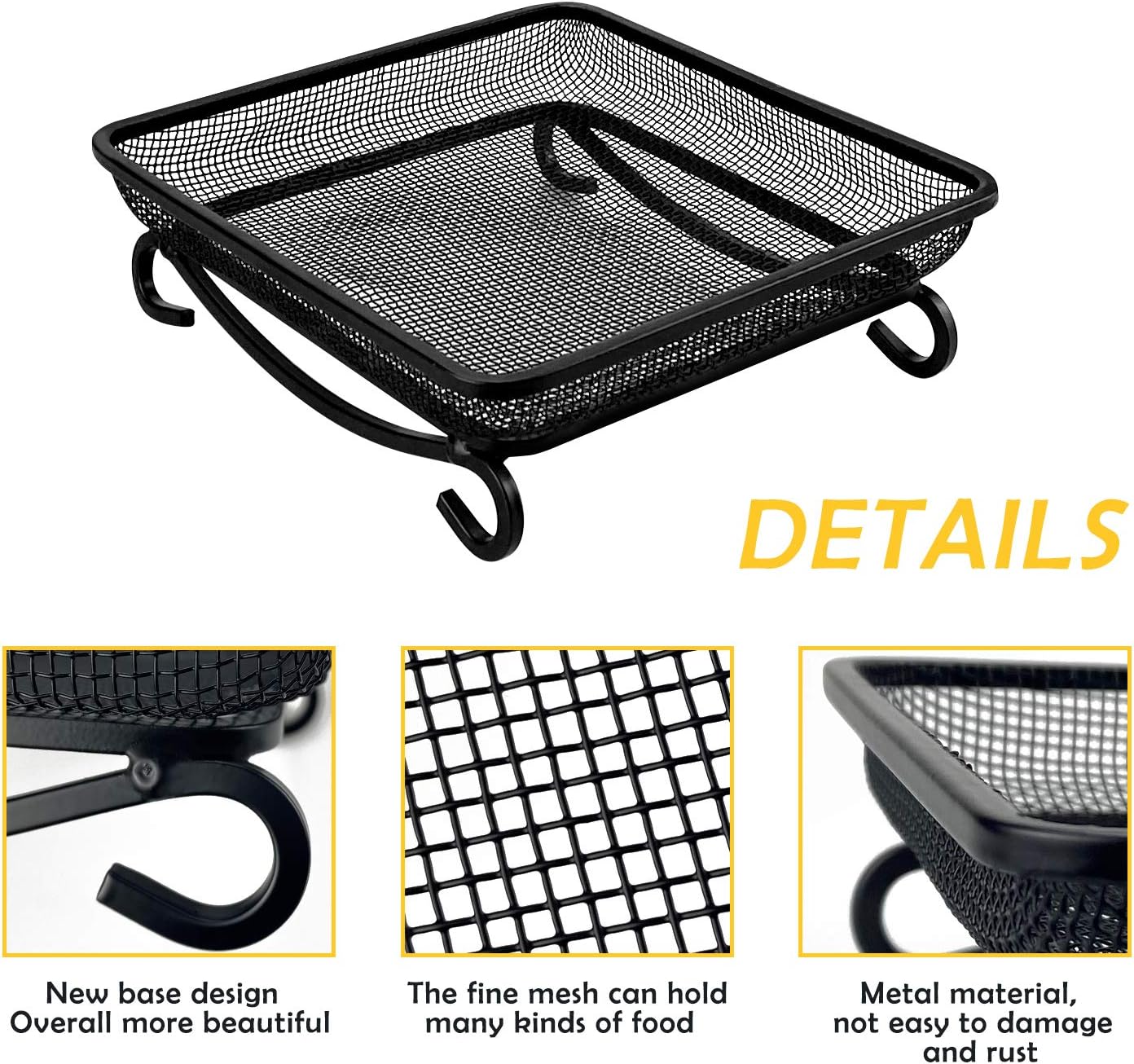 MIXXIDEA Ground Platform Bird Feeder Metal Seed Tray for Outside Garden Wild Bird Feeders with Drainage Holes Great Attracting for Birds and Squirrels, Wonderful Decoration for Backyard – Pack of 2