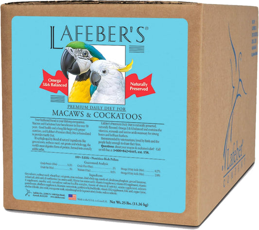 LAFEBER'S Premium Daily Diet Pellets Pet Bird Food, Made with Non-GMO and Human-Grade Ingredients, for Macaws and Cockatoos, 25 lb