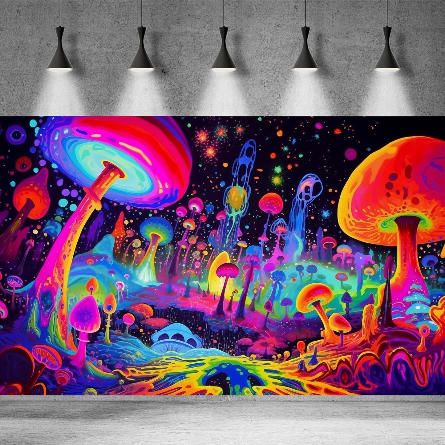 Fantasy Mushrooms Aquarium Background Abstract Mysterious Mushroom Landscape Terrarium Background Amazing Rainbow Mushrooms Theme Fish Tank Backdrop Poster Wallpaper Decorations Vinyl 24x16in