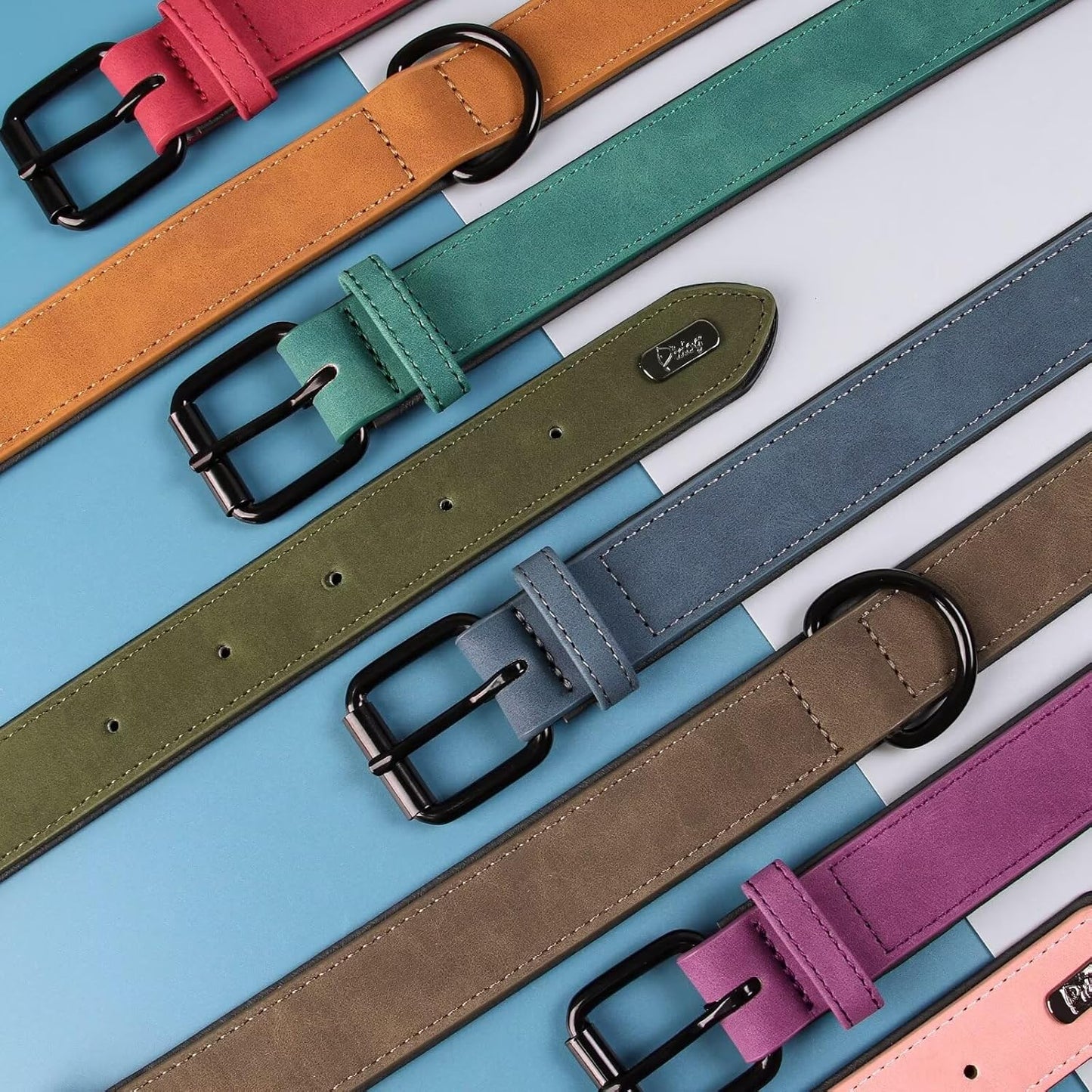 Didog Soft Padded PU Leather Dog Collar, Breathable and Adjustable Dog Collars for Small Dogs, Comfortable for Daily Walk, Light Brown, M Fit Neck 12-15"(13-22 lbs)