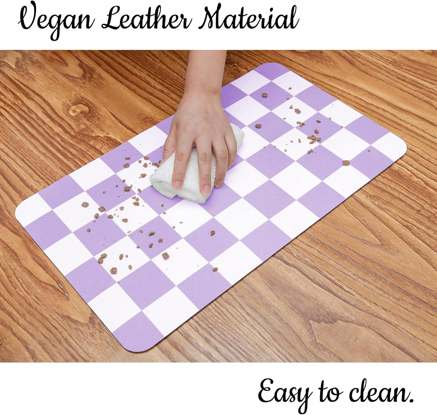 Ralxion Checkered Dog Feeding Mat, Absorbent Mats for Dog Food and Water Bowl, Dispenser, Aesthetic Purple Checkerboard Pet Placemat for Dogs, Cats, Puppy Accessories (Purple, 16 x 24)