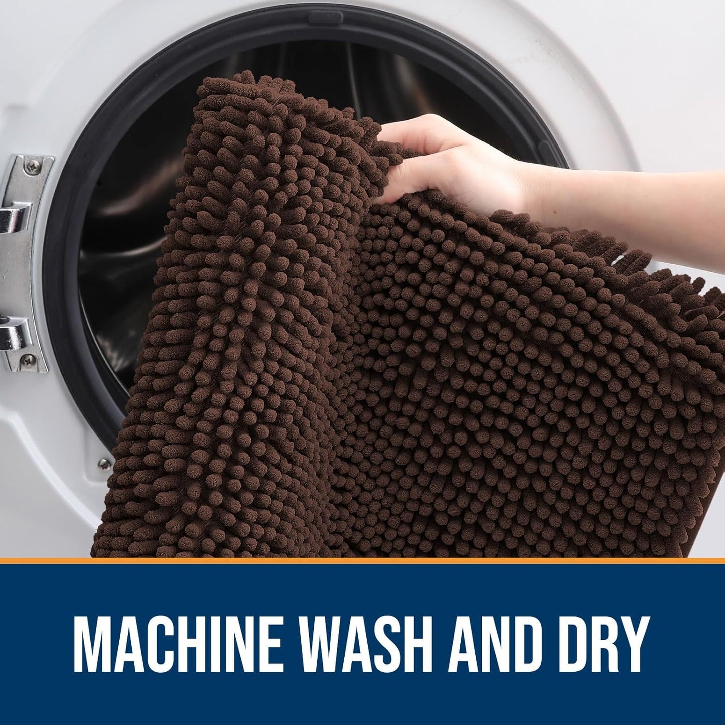 OLANLY Dog Door Mat for Muddy Paws 30x17, Absorbs Moisture and Dirt, Absorbent Non-Slip Washable Doormat, Quick Dry Chenille Mud Mat for Dogs, Entry Indoor Entryway Carpet for Inside Floor, Brown