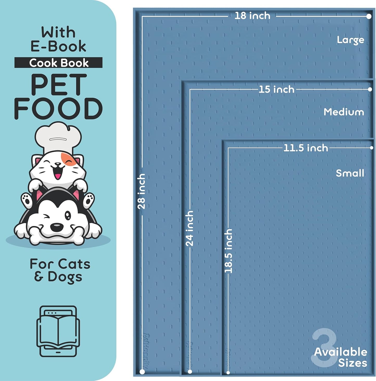 Dog Food Mat - Raised Edges Dogs Mat for Food and Water Prevent Spill, Waterproof Cat Food Mats Protect Floors, Easy Clean Dog Bowl Mats for Food and Water, Silicone Pet Food Tray