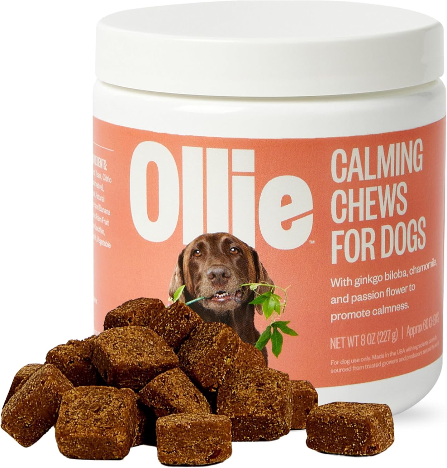 Ollie Chill Pills Calming Supplement Chews for Dogs, Anxiety Relief for Dogs, Melatonin for Stress Relief, 60 Count Appx.