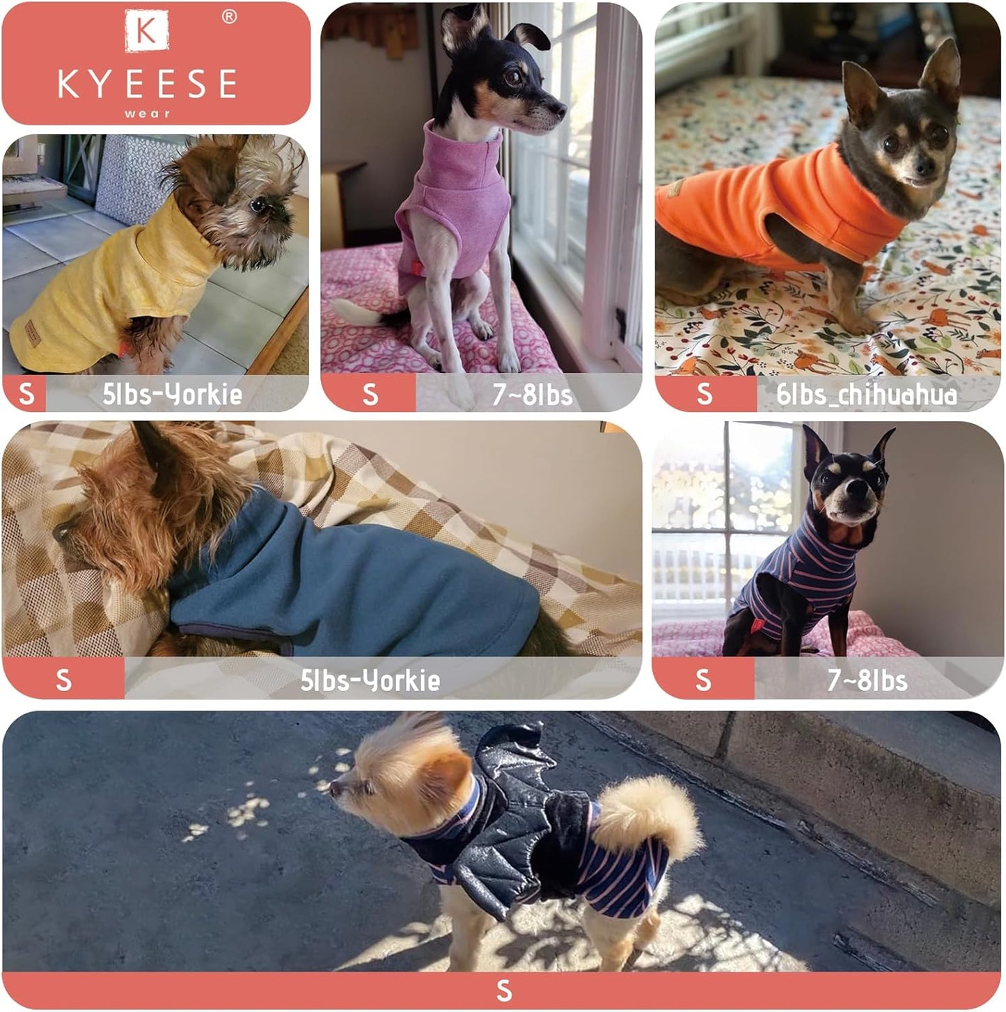 KYEESE 2Pack Dog Sweater Stretchy Dogs Clothes Dog Sweaters for Small Dogs Male Soft Dachshund Clothes Warm Pet Coats Turtleneck Small Pet Sweaters Pullover Pets Sweatshirt