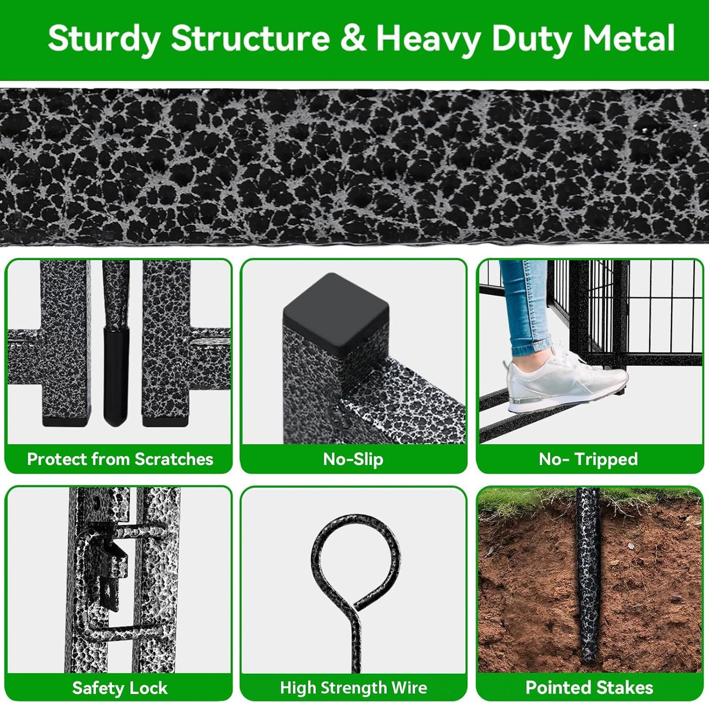 Dog Playpen Outdoor Extra Wide 16 Piece Panels Heavy Duty Dog Fence 24" Height Anti-Rust with Doors Portable for RV Camping Yard, Total 29FT, 68 Sq.ft, Snowy Black