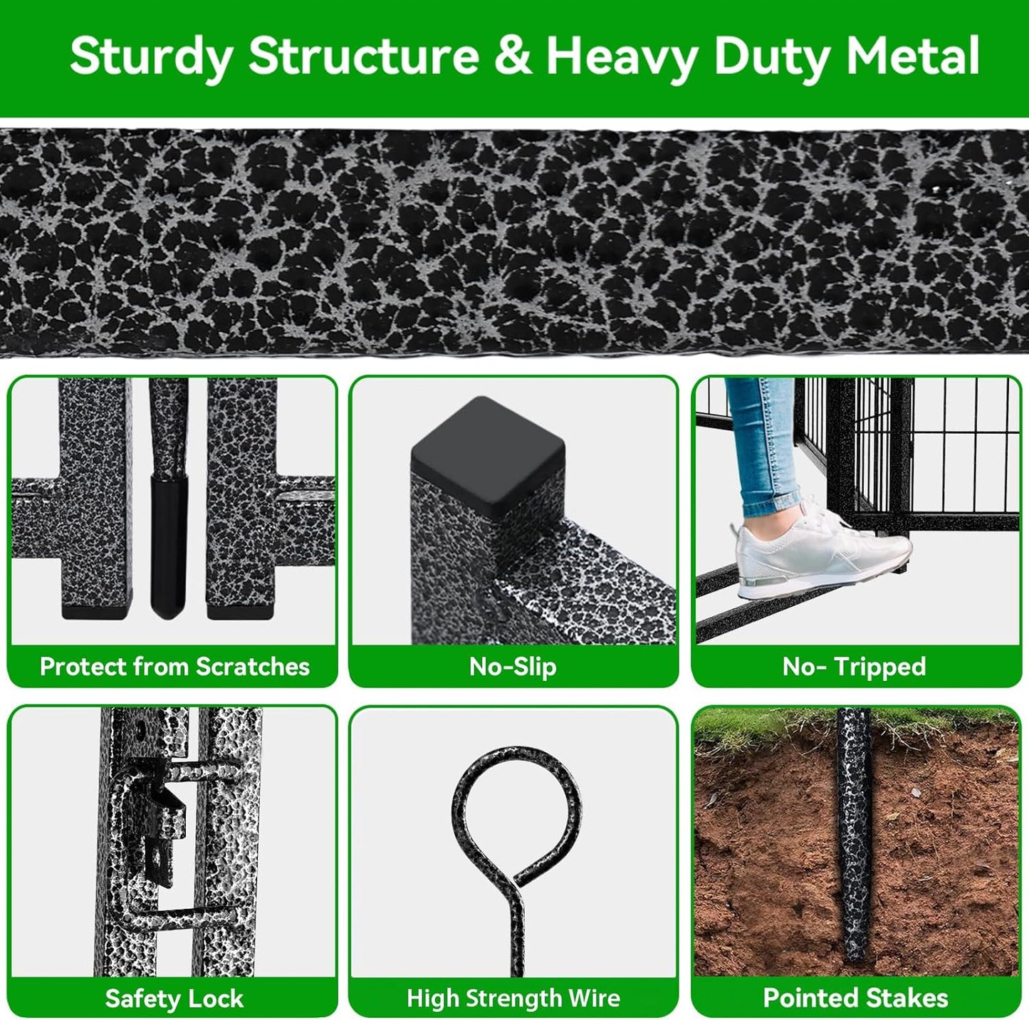 Dog Playpen Outdoor Extra Wide 32 Panels Heavy Duty Dog Fence 47" Height Anti-Rust with Doors Portable for RV Camping Yard, Total 84FT, 561 Sq.ft, Snowy Black