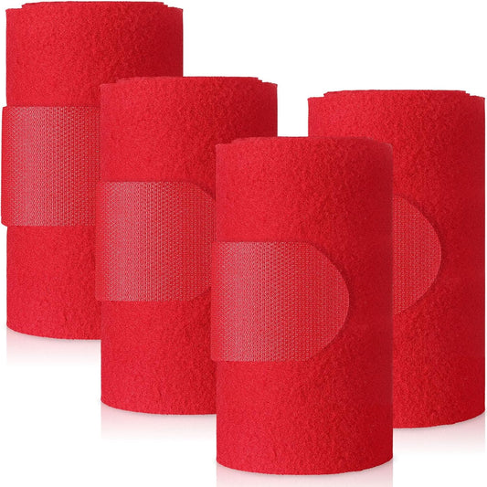Set of 4 Horse No Bow Bandage 3D Contoured Standing Wrap Bandages Stable Nylon Horse Leg Wraps for Helping Prevent Horse from Tendon Damage and Keep Horses Clean and Safe(Red)