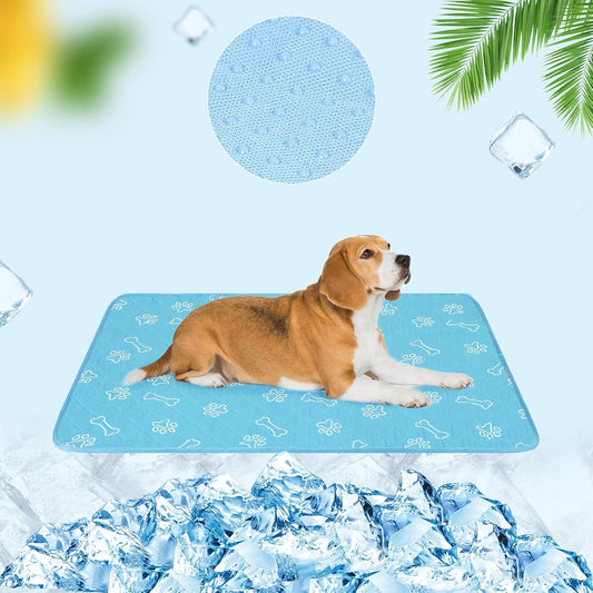 BEAUTYZOO Upgraded Dog Self Cooling Mat Ice Silk Chill Pads for Small Medium Large Dogs Q-MAX＞0.43-Summer Reusable Pet Training Pad - Absorbent Non-Slip Cool Mat for Kennels,Crates,Beds, 22" x 28"