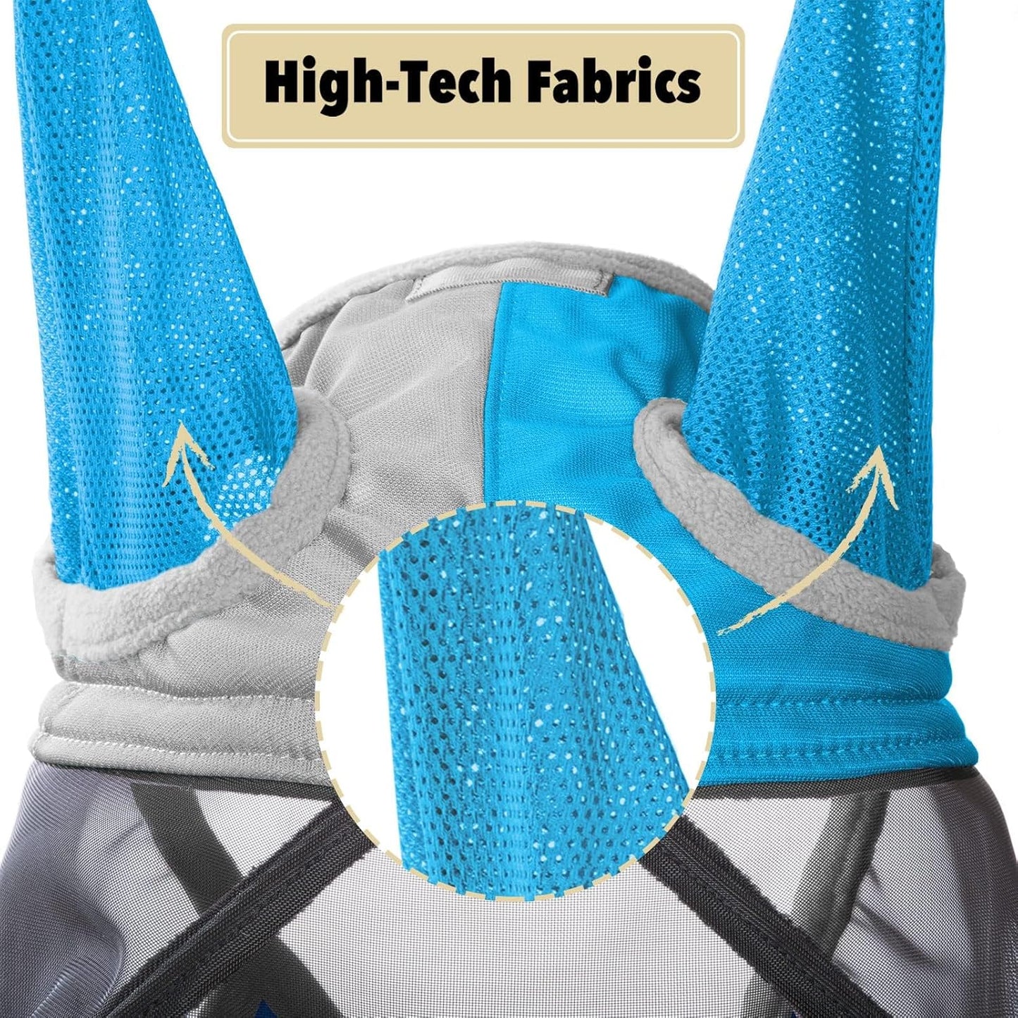 Harrison Howard Pro Luminous Horse Fly Mask Standard with Ears UV Protection for Horse Azure Blue/Silver Large Full Size