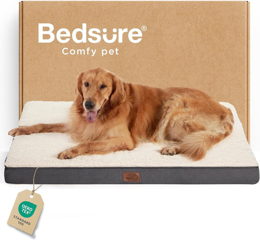 Bedsure XL Dog Beds Large Sized Dog -Orthopedic Flat Extra Large Pet Beds with Removable Washable Cover, Egg Crate Foam Mat, Suitable for Pet Up to 100 lbs