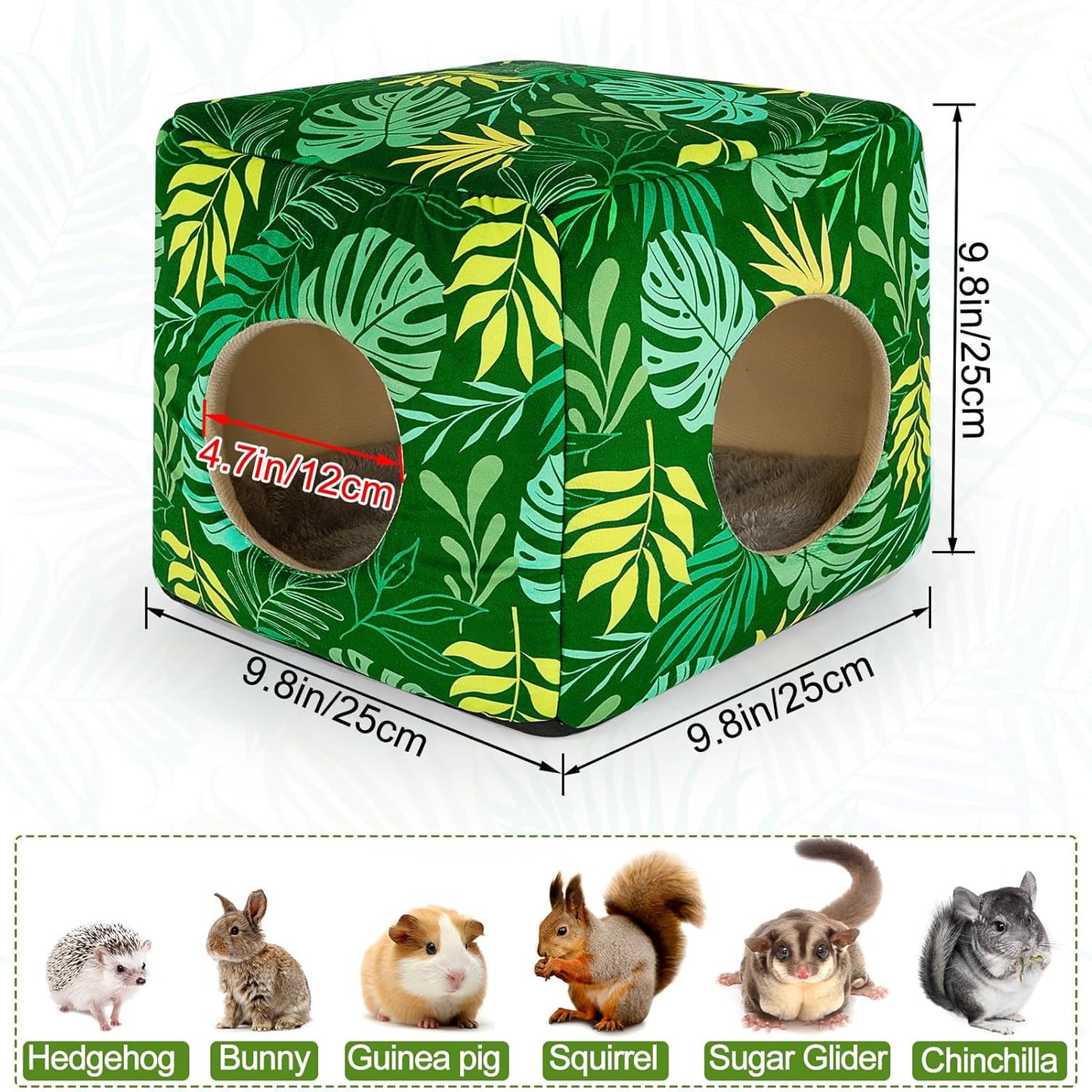 Bienbee Guinea Pig Hideout, Washable Guinea Pigs House Cozy Guinea Pigs Bed for Small Pet Bunny/Rabbit/Hamster/Chinchilla Guinea Pig Accessories Green Leaf