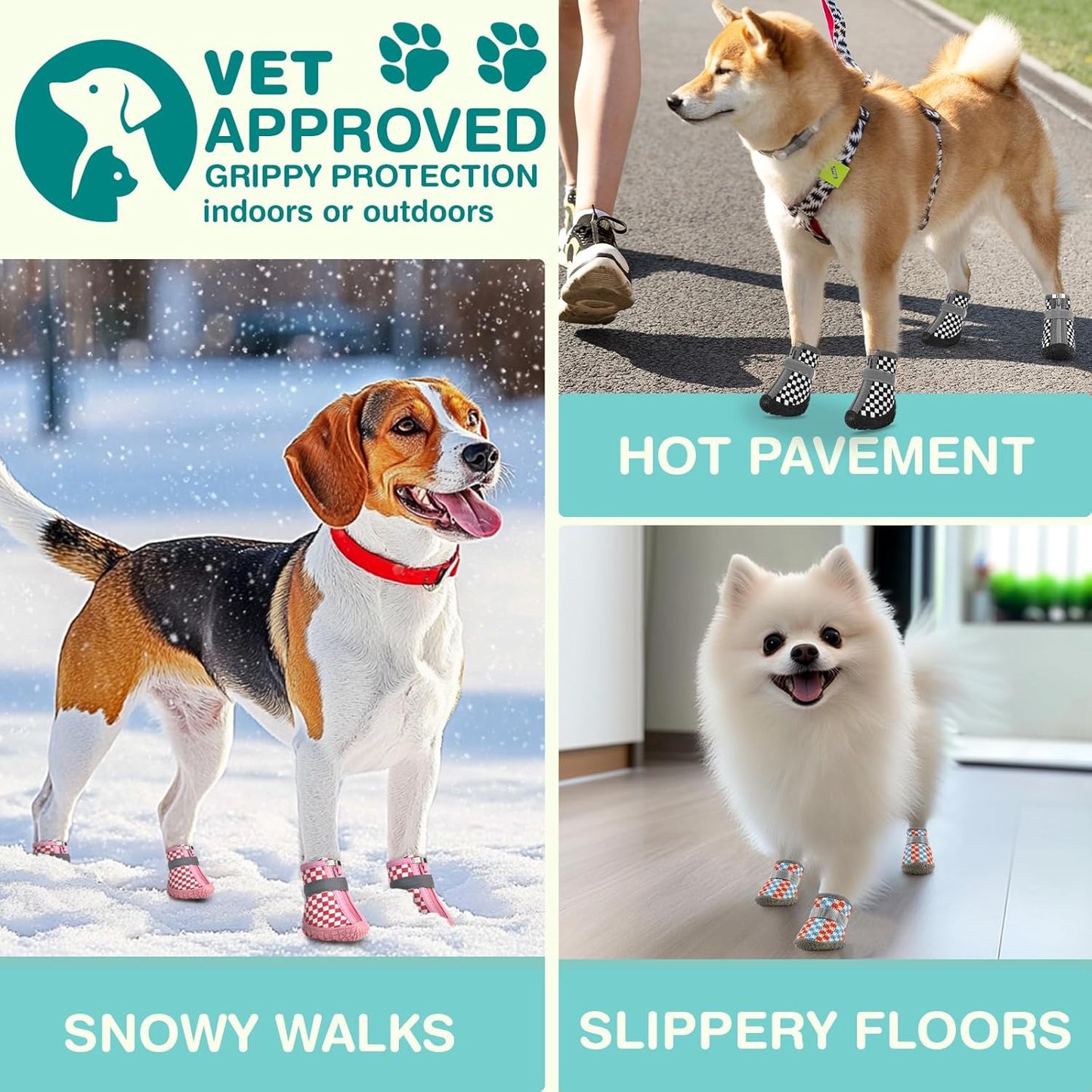 Small Dog Shoes, Breathable Puppy Boots & Paw Protectors for Winter Snow, Summer Hot Pavement, Dog Booties with Anti-Slip Rubber Soles for Hardwood Floors Lake Blue Size 5