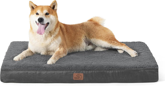 Bedsure Dog Beds Large Sized Dog - Orthopedic Flat Pet Beds with Removable Washable Cover, Egg Crate Foam Puppy Mat, Suitable for Pet Up to 65 lbs