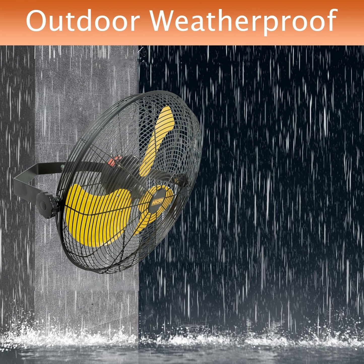 HiCFM 5100 CFM 20 inch Outdoor High Velocity Wall Mounted Fan with IP44 Enclosure Motor, Sealed Control Box, 9 FT Cord & GFCI Plug, Weatherproof for Patio, Workstation - UL Listed, 2 Pack
