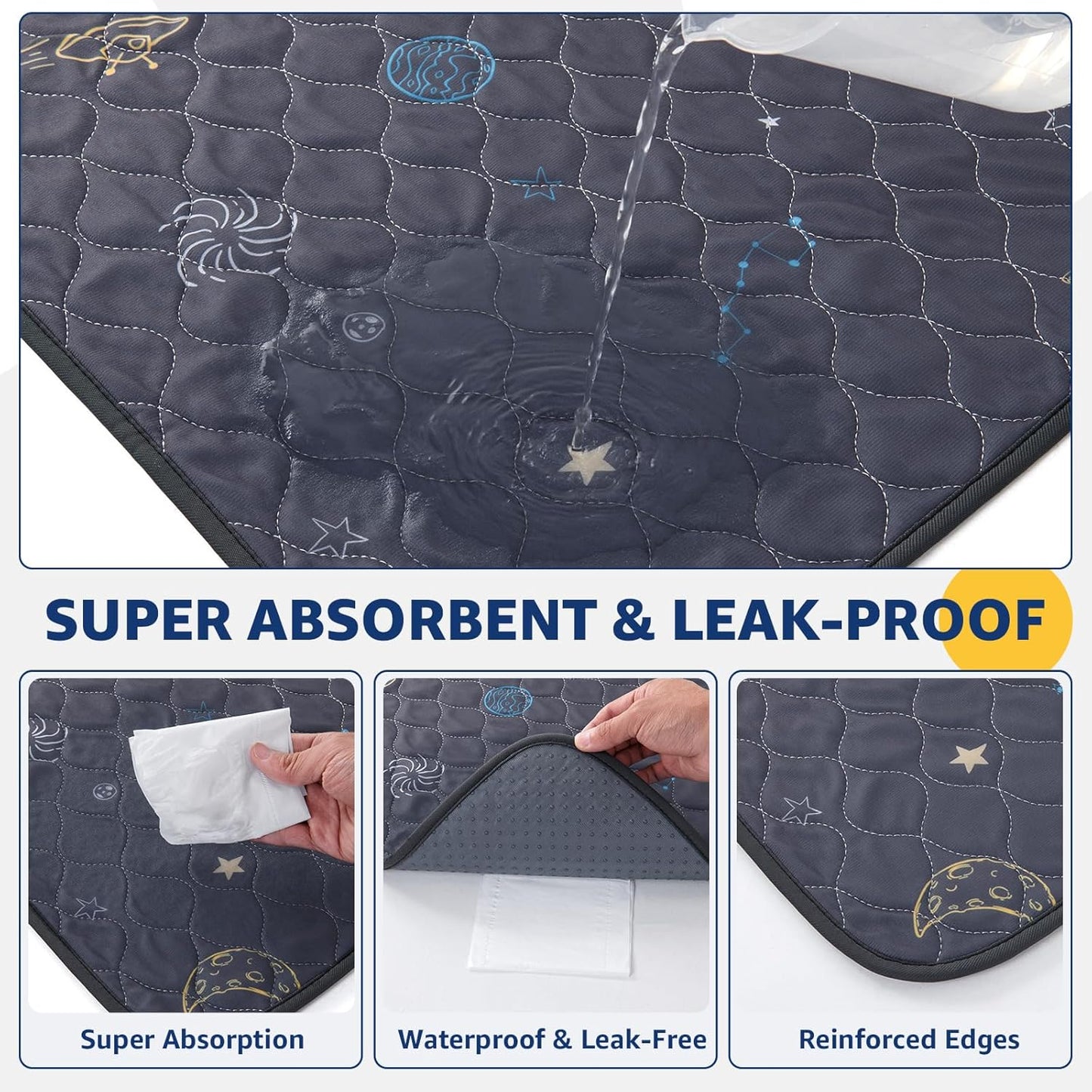 LOOBANI Washable Pee Pads for Dogs: 2 Pack Reusable Puppy Pads for Small Pet, Waterproof Whelping Pads, Non-Slip Potty Training Mat for Dog Playpen, Floor, Cage, Sofa, Crate, Grey, 18" x 24"