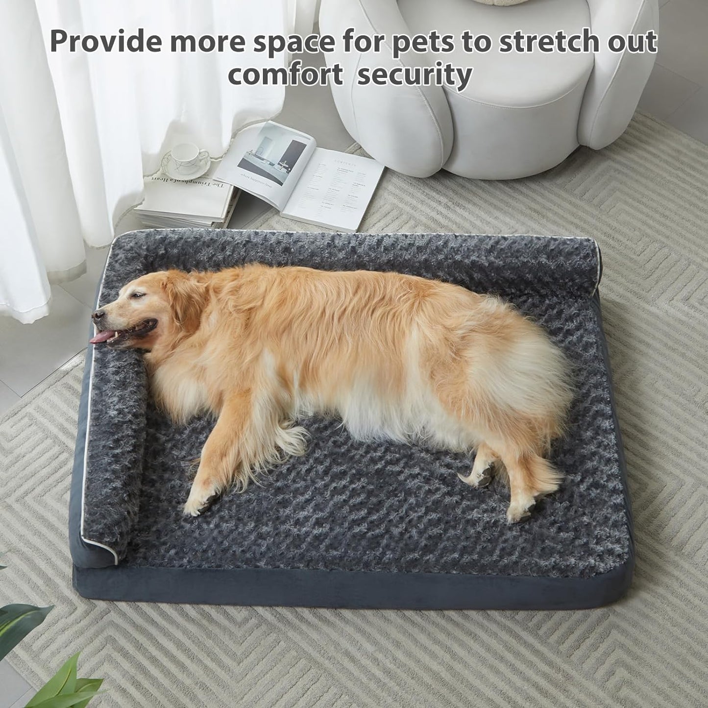 BFPETHOME Orthopedic Dog Beds for Large Dogs-Waterproof Sofa Dog Bed with Removable Washable Cover, Big Pet Bed with Waterproof Lining and Nonskid Bottom,Pet Bed for Large Dogs