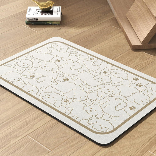 Pet Feeding Mat-Absorbent Dog Mat for Food and Water Bowl-No Stains Quick Dry Water Dispenser Mat-Dog Accessories Pet Supplies-Bowl for Messy Drinkers（FRAMEDOGS,16"x24"