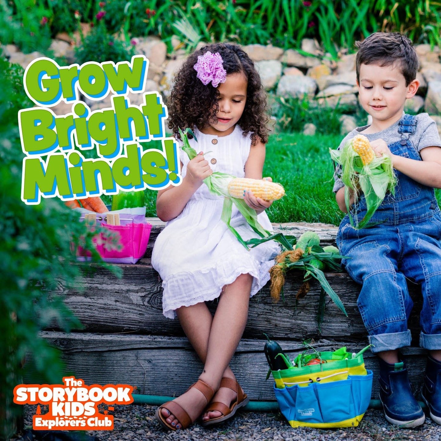 Blue Kids Gardening Tools - Includes Sturdy Tote Bag, Watering Can, Gloves, Shovels, Rake, and Delightful Children's Book - Kids Garden Tool Set -Easter Gifts for Toddler Age on up.