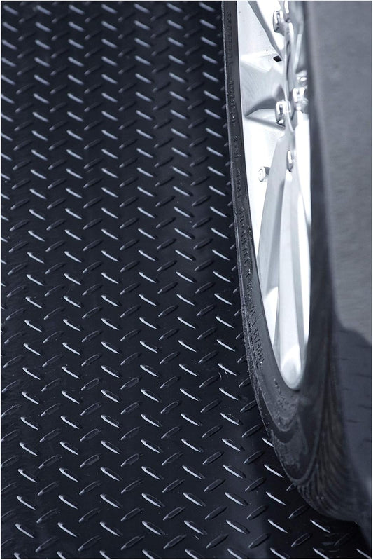 RESILIA Heavy Duty Garage Floor Runner & Protector Mat - Slip Resistant Diamond Plate PVC Mats - Water, Spill, & Stain Resistant, Black (4 feet x 20 feet), Made in The USA