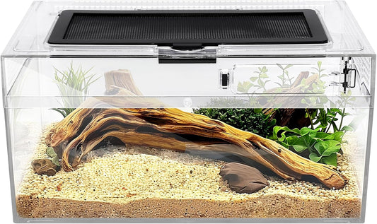 Reptile PC Terrarium Amphibian Tank Spider Enclosure Snake Cage 7x11.8x5.9inch Suitable for breeding Leopard Gecko,Frog,Hermit Crab,Lizards,Isopod,Tarantula,Turtles,Chameleons,Jumping Spiders