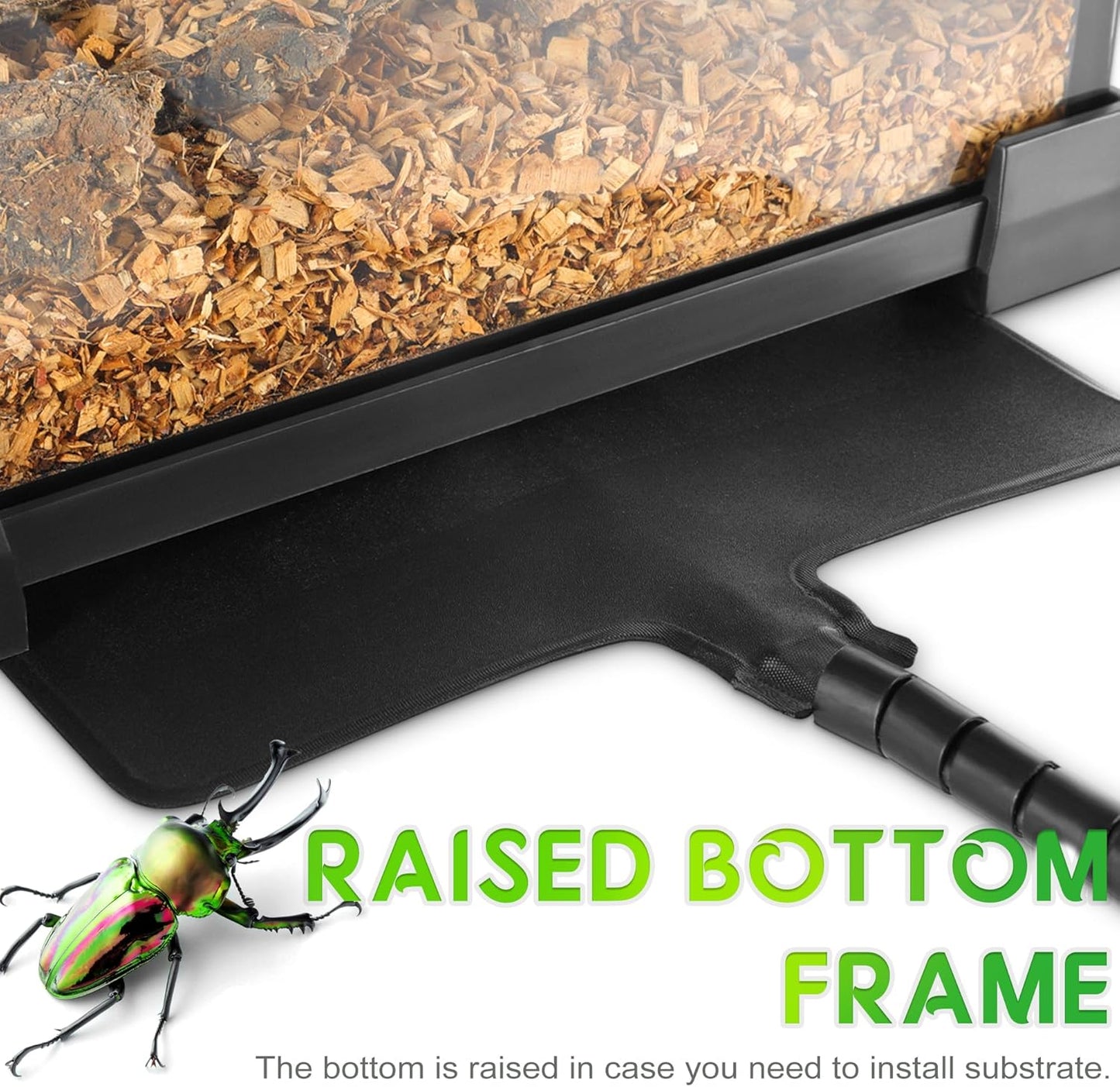 Mini Reptile Glass Terrarium 8"x8"x6" Durable Reptile Habitat Tank with Heat Resistant Aluminum Alloy Frame, Single Swinging Doors for no Jam by Sand and Other Debris