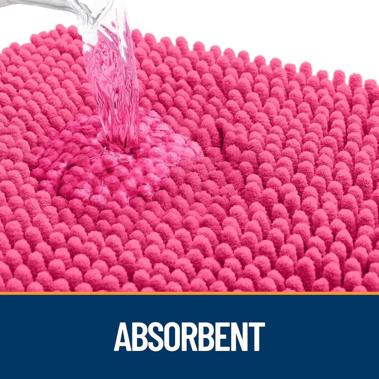 OLANLY Dog Door Mat for Muddy Paws 40x32, Absorbs Moisture and Dirt, Absorbent Non-Slip Washable Doormat, Quick Dry Chenille Mud Mat for Dogs, Entry Indoor Entryway Carpet for Inside Floor, Hot Pink