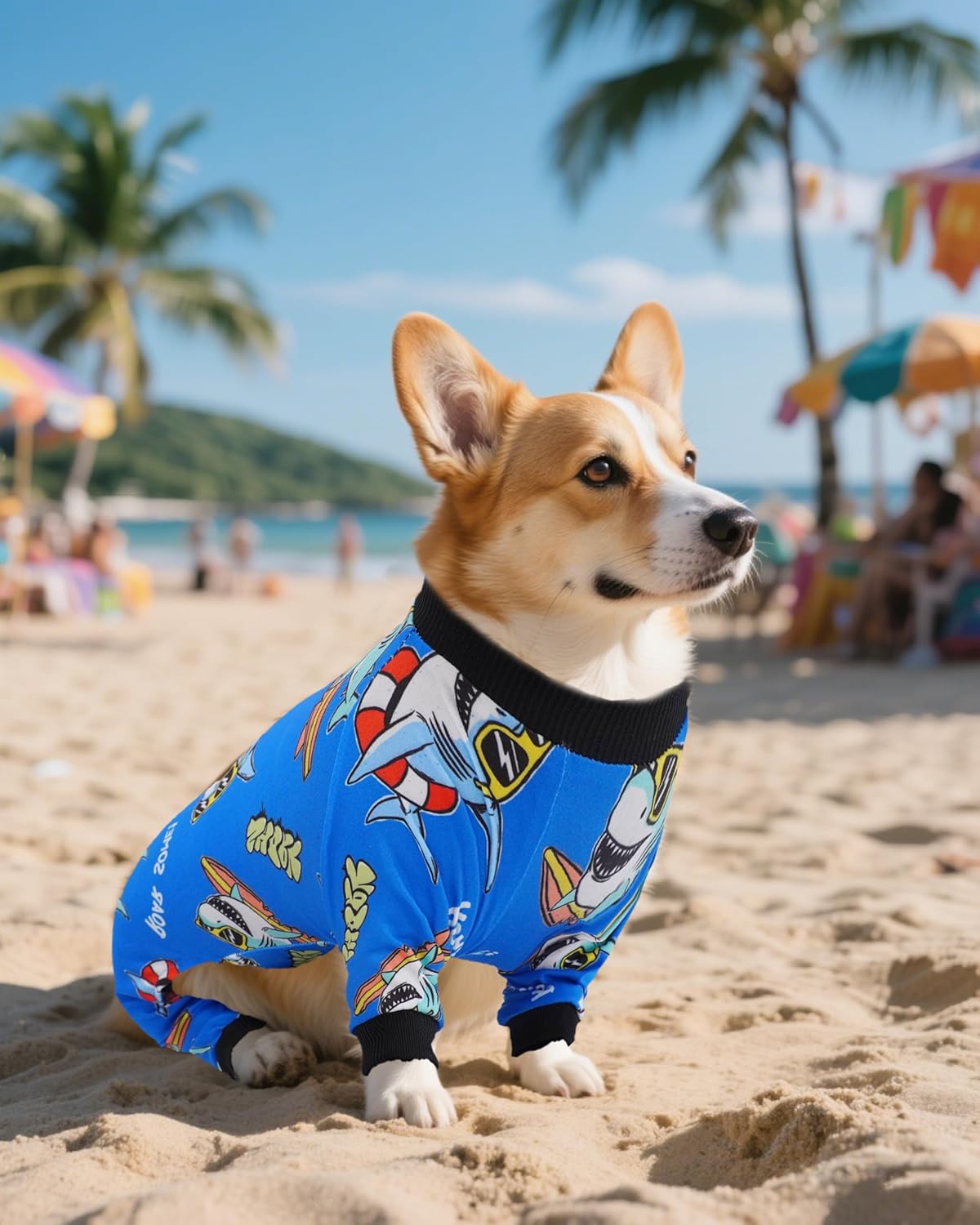 PET SHOW 4 Pack Dog Pajamas Dinosaur Shark for Small Medium Dogs Boy Soft Stretchy PJs Plaid Jumpsuit Dog Paw Onesies Outfits with Sleeve Pets Breathable Summer Clothes Costume XL