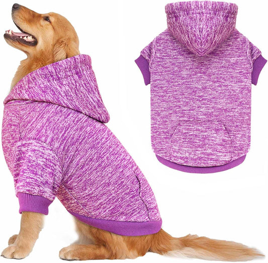 Dog Sweaters for Large Dogs Dog Hoodie Fleece Sweater Soft Clothes Sweatshirt with Pocket Hoodie for Large Dogs(Purple&XXL)