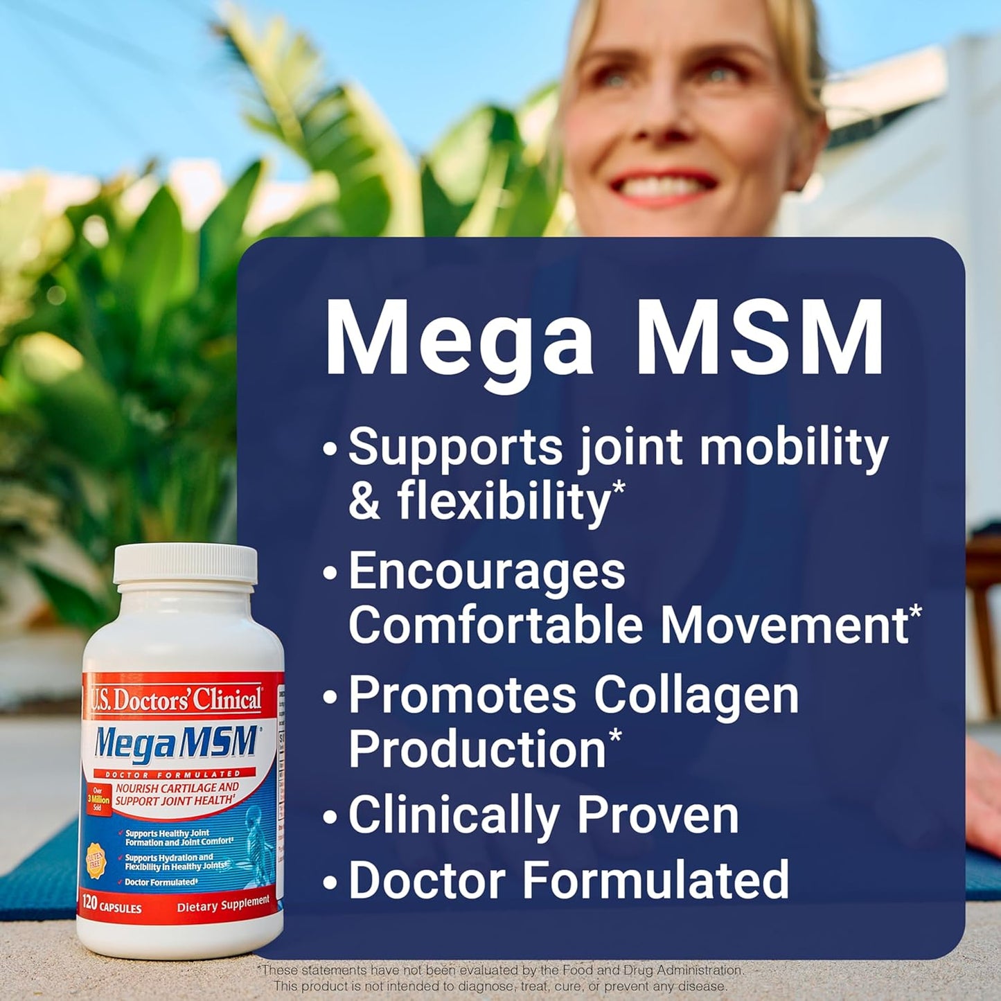 U.S. Doctors’ Clinical Mega MSM Supplement for Joints with MSM + Vitamin C + Collagen and Neem - Clinically Proven to Promote Cartilage Tendon & Ligament Health (1 Month Supply – 120 Capsules)